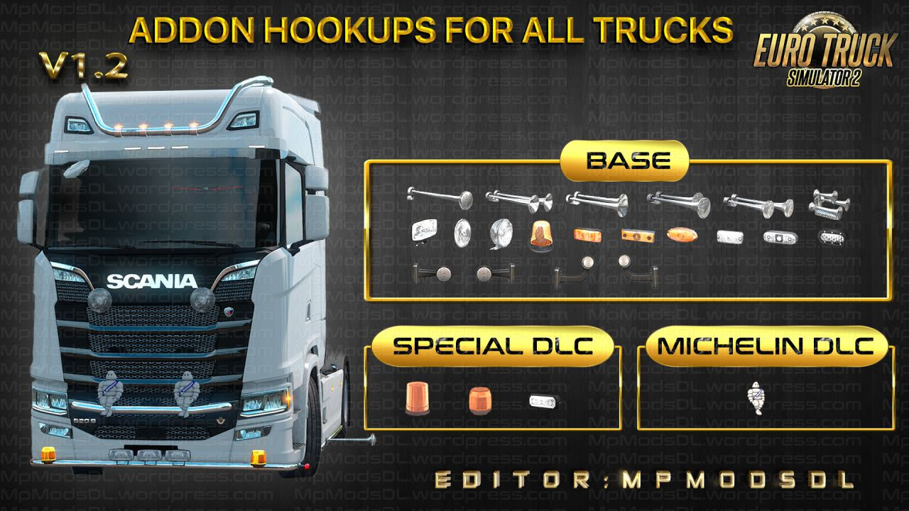 Addon Hookups For All Trucks Mod For ETS2 Single-Multiplayer